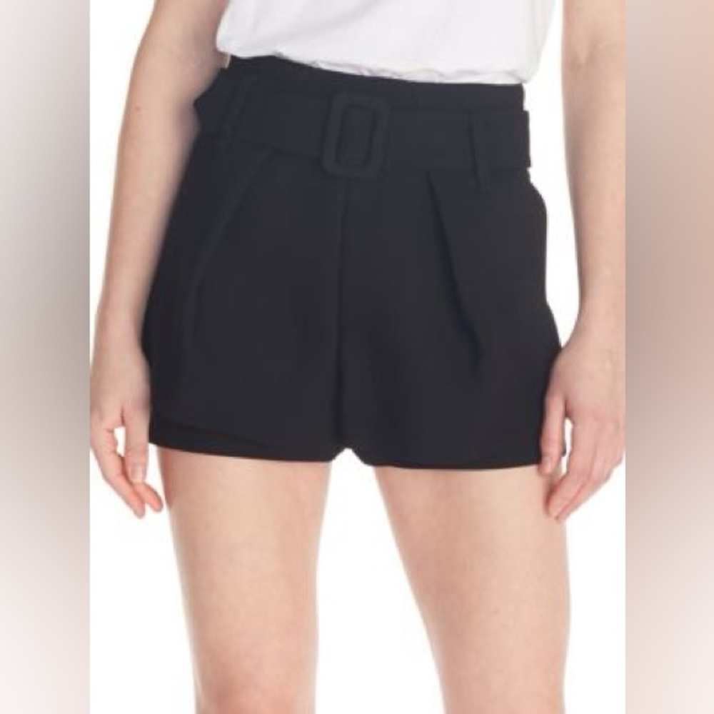 Maje High-Waist Black Belted Shorts